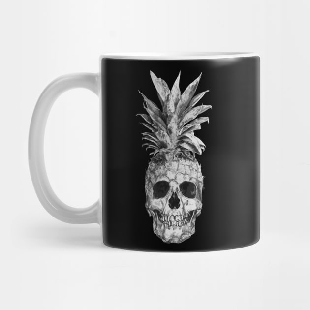 Pineapple Skull Black and White by Goldquills